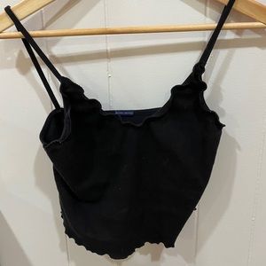 brandy melville black ruffle cropped tank
